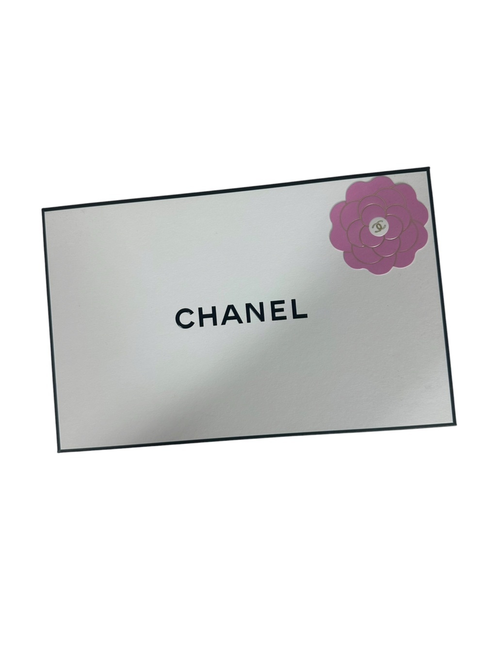 CHANEL White Gift Box with Pink Camellia Accent